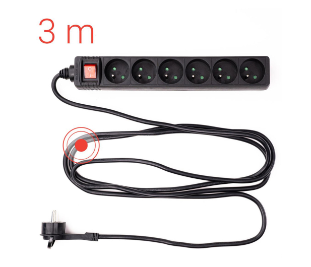 HAMA Listwa zasilająca Standard 6gn, 3m, czarna - 1416387 - zdjęcie 7